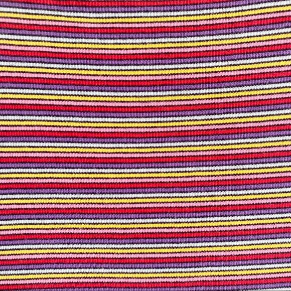 Juicy by Juicy Couture Knit Rainbow Striped Ribbed Midi Dress Side Slit Bodycon - Picture 10 of 15